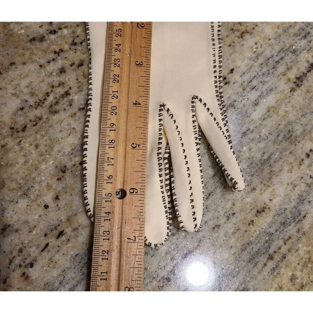 Vintage Size L Beige Black Stitching Formal Stretch 7